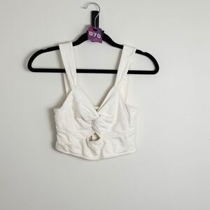 Madewell NWT White Twisted Front Cutout Crop Top Tank Ribbed Knit Size S
